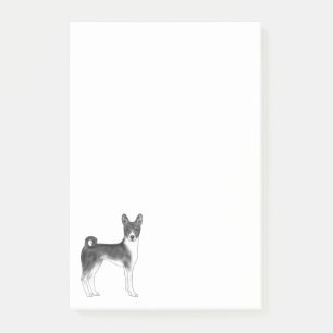 Post-it® Illustration de chien Basenji mignon en noir et bl