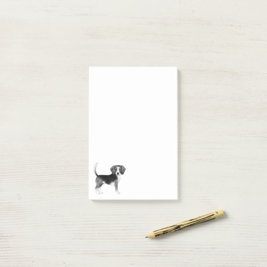 Post-it® Illustration De Chien Beagle En Noir Et Blanc (Sur un bureau)