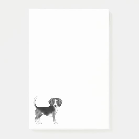 Post-it® Illustration de chien Beagle mignon en noir et bla (Devant)