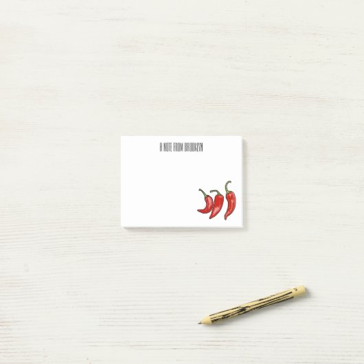 Post-it® Illustration de chili (Sur un bureau)