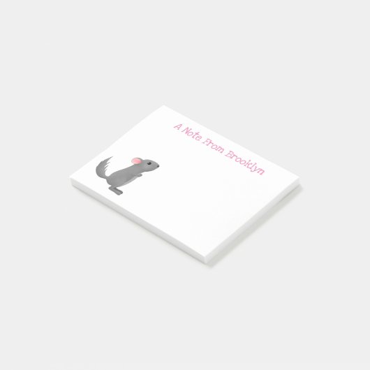 Post-it® Illustration de chinchilla gris mignon (Incliné)