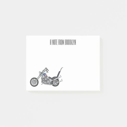 Post-it® Illustration de Chopper Motorcycle 1950 (Devant)