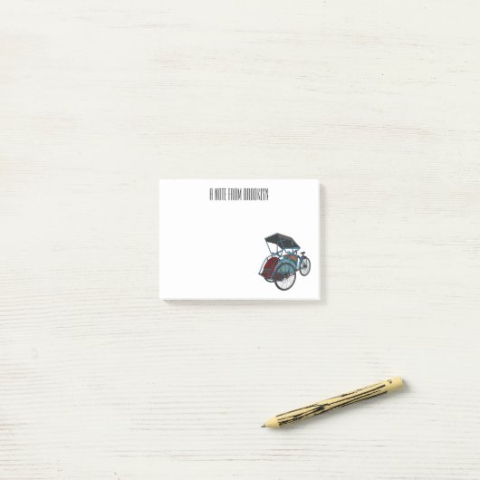 Post-it® Illustration de cyclo-pousse (Sur un bureau)