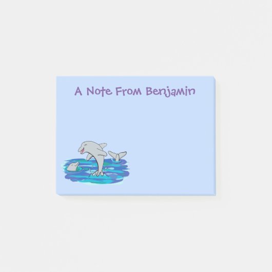 Post-it® Illustration de dauphins heureux adorables (Devant)