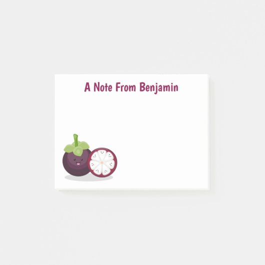 Post-it® Illustration de dessin animé de mangoustan violet (Devant)