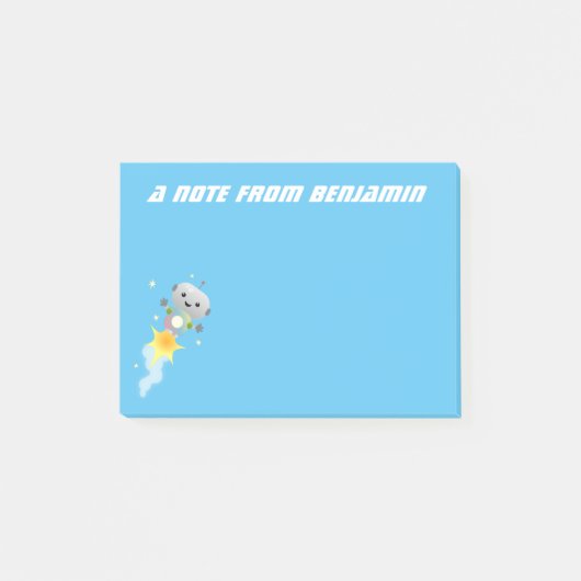 Post-it® Illustration de dessin animé d'un robot mignon vol (Devant)