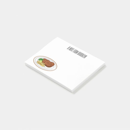 Post-it® Illustration de dessin de steak (Incliné)