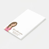 Post-it® Illustration de fille aux longs cheveux bruns mign (Incliné)
