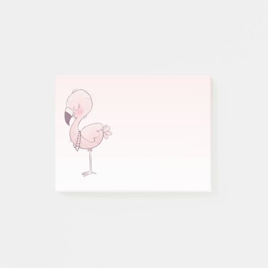 Post-it® Illustration de Flamant rose rose mou (Devant)
