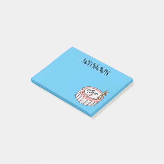 Post-it® Illustration de gâteau d'anniversaire (Incliné)