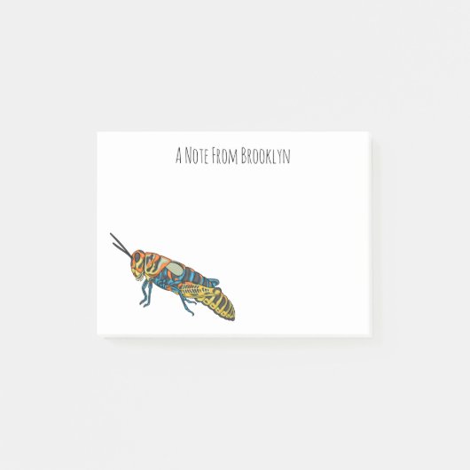 Post-it® Illustration de la caricature de la sauterelle en (Devant)