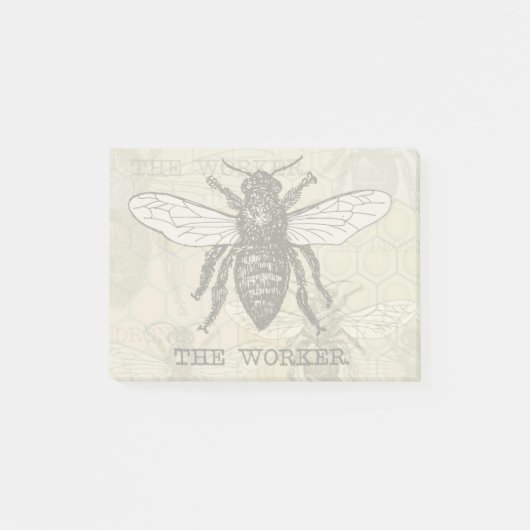 Post-it® Illustration de l'abeille du travailleur vintage (Devant)