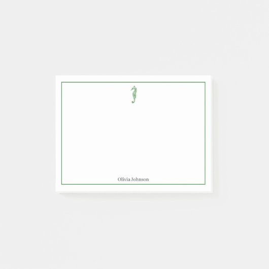 Post-it® Illustration de l'animal d'hippocampe vert vie mar (Devant)