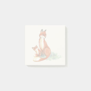 Post-it® Illustration de l'aquarelle Momma Fox et Baby