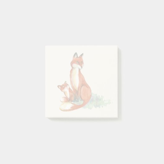 Post-it® Illustration de l'aquarelle Momma Fox et Baby (Devant)