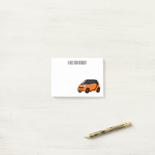 Post-it® Illustration de micro-voiture (Sur un bureau)