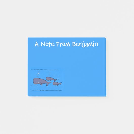 Post-it® Illustration de mignonne migratrice de baleines à  (Devant)