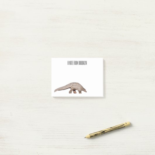 Post-it® Illustration de Pangolin (Sur un bureau)