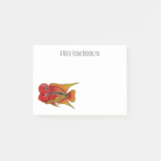 Post-it® Illustration de poisson cichlidé Flowerhorn de sty (Devant)