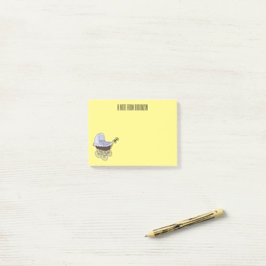 Post-it® Illustration de poussette (Sur un bureau)