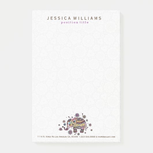 Post-it® Illustration d'éléphant de bébé floral joli et col (Devant)