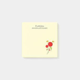 Post-it® Illustration des fleurs du coeur rouge mou