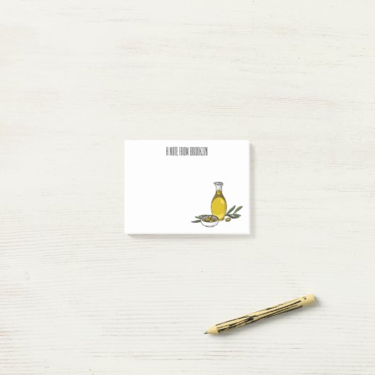 Post-it® Illustration d'huile d'olive (Sur un bureau)