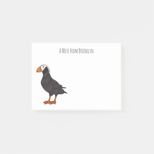 Post-it® Illustration d'oiseau bouffon touffu (Devant)