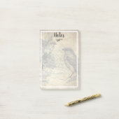 Post-it® Illustration d'oiseaux de style vintage (Sur un bureau)