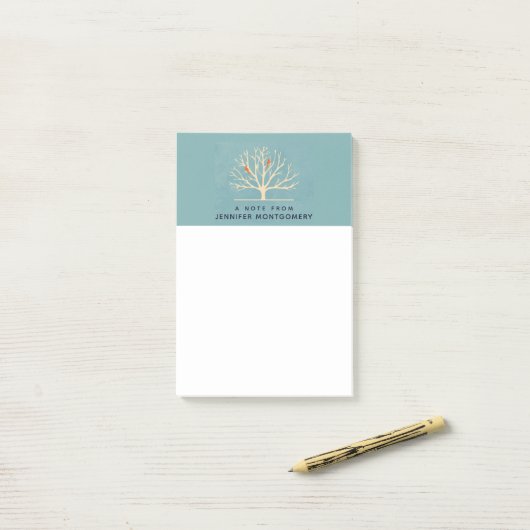 Post-it® Illustration d'Oiseaux oranges modernes dans un gr (Sur un bureau)