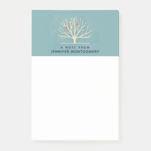 Post-it® Illustration d'Oiseaux oranges modernes dans un gr (Devant)