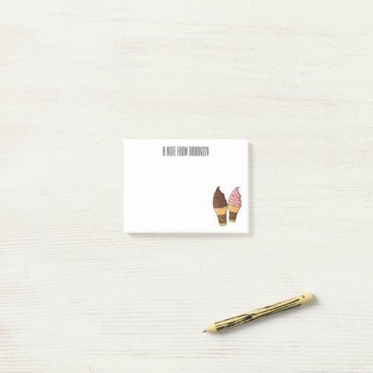 Post-it® Illustration du cône de crème glacée (Sur un bureau)