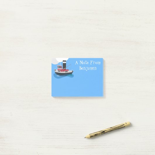 Post-it® Illustration d'un bateau à chalutier mignon (Sur un bureau)