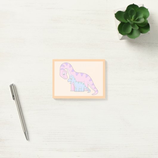Post-it® Illustration D'Un Brachiosaurus Mère Et Enfant. (Bureau)