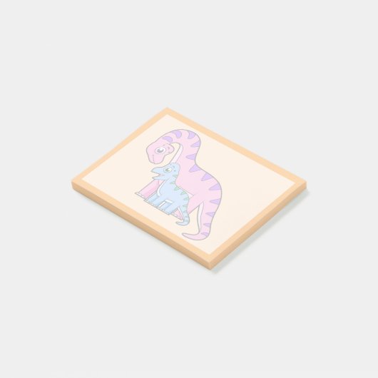 Post-it® Illustration D'Un Brachiosaurus Mère Et Enfant. (Incliné)