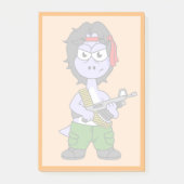 Post-it® Illustration D'Un Brontosaurus Habillé En Rambo. (Devant)