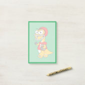 Post-it® Illustration D'Un Brontosaurus Jouant Au Football. (Sur un bureau)