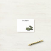 Post-it® Illustration d'un camion de missiles militaires (Sur un bureau)