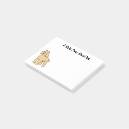 Post-it® Illustration d'un caniche brun joyeux (Incliné)