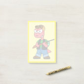 Post-it® Illustration D'Un Chasseur De Spinosaure Avec Arme (Sur un bureau)