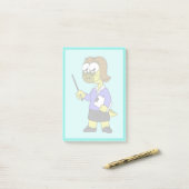 Post-it® Illustration D'Un Enseignant Pachycéphalosaure. (Sur un bureau)