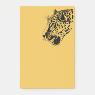 Post-it® Illustration d'un léopard tiré à la main noir et j
