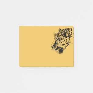 Post-it® Illustration d'un léopard tiré à la main noir et j