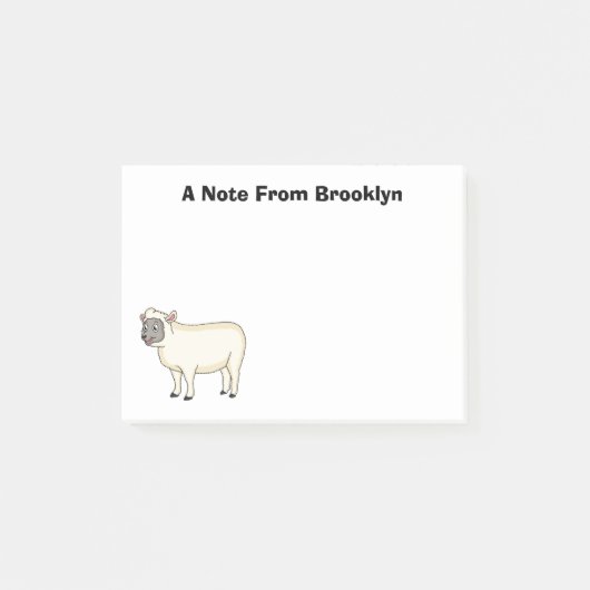 Post-it® Illustration d'un mouton joyeux (Devant)