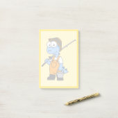 Post-it® Illustration D'Un Pêcheur D'Allosaurus. (Sur un bureau)