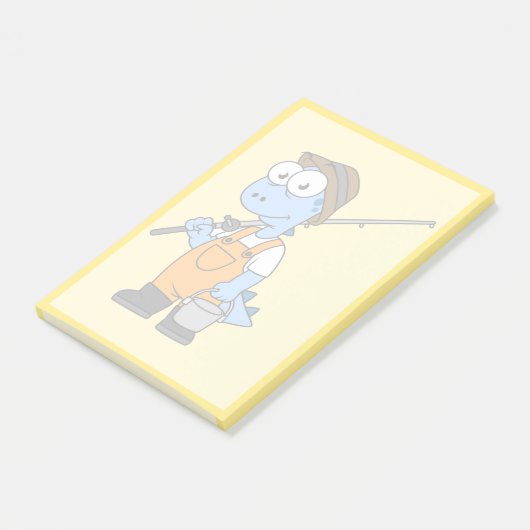 Post-it® Illustration D'Un Pêcheur D'Allosaurus. (Incliné)