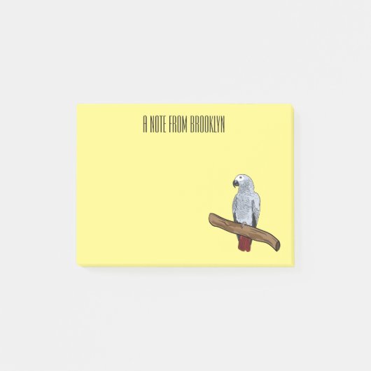 Post-it® Illustration d'un perroquet gris en Afrique (Devant)