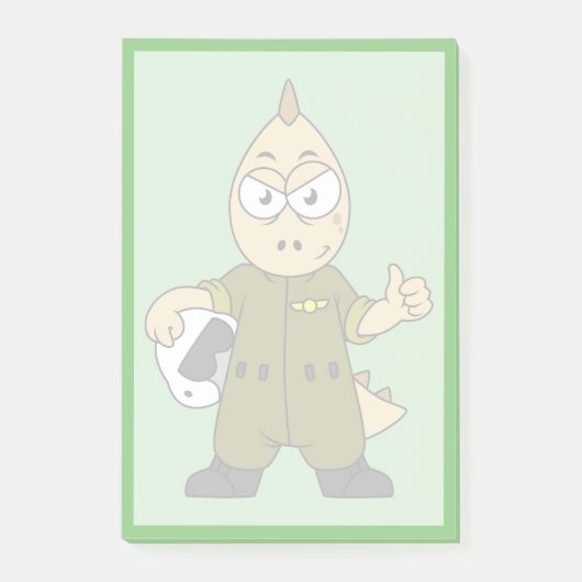 Post-it® Illustration D'Un Pilote À Jet Allosaurus. (Devant)