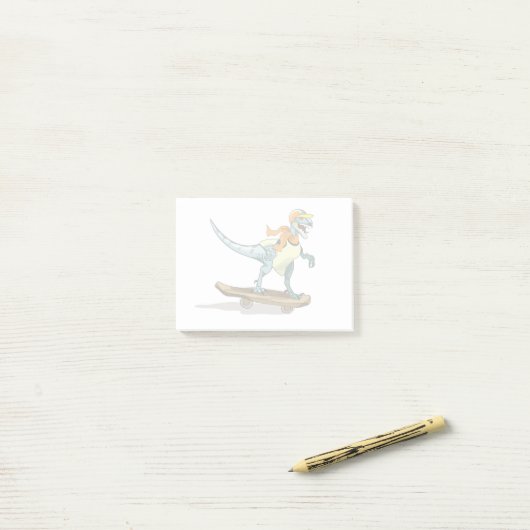 Post-it® Illustration D'Un Raptor Skateboard. (Sur un bureau)