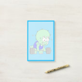 Post-it® Illustration D'Un Tricératops Poids De Levage. (Sur un bureau)